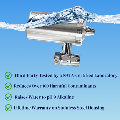 Purifying Duo: 2x Flow Tap Stainless Steel Tap Water Filters + 2x Cartridges